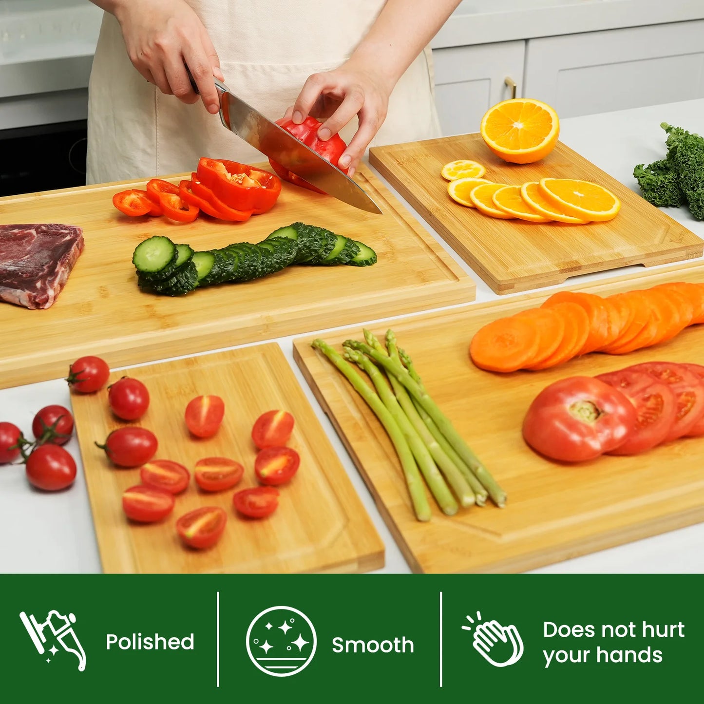 4-piece Premium Bamboo Cutting Board Set