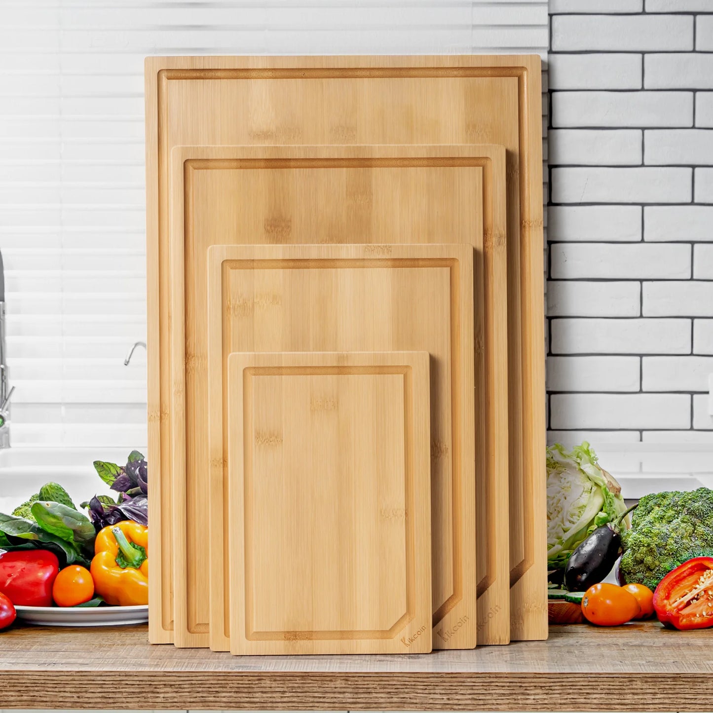 4-piece Premium Bamboo Cutting Board Set