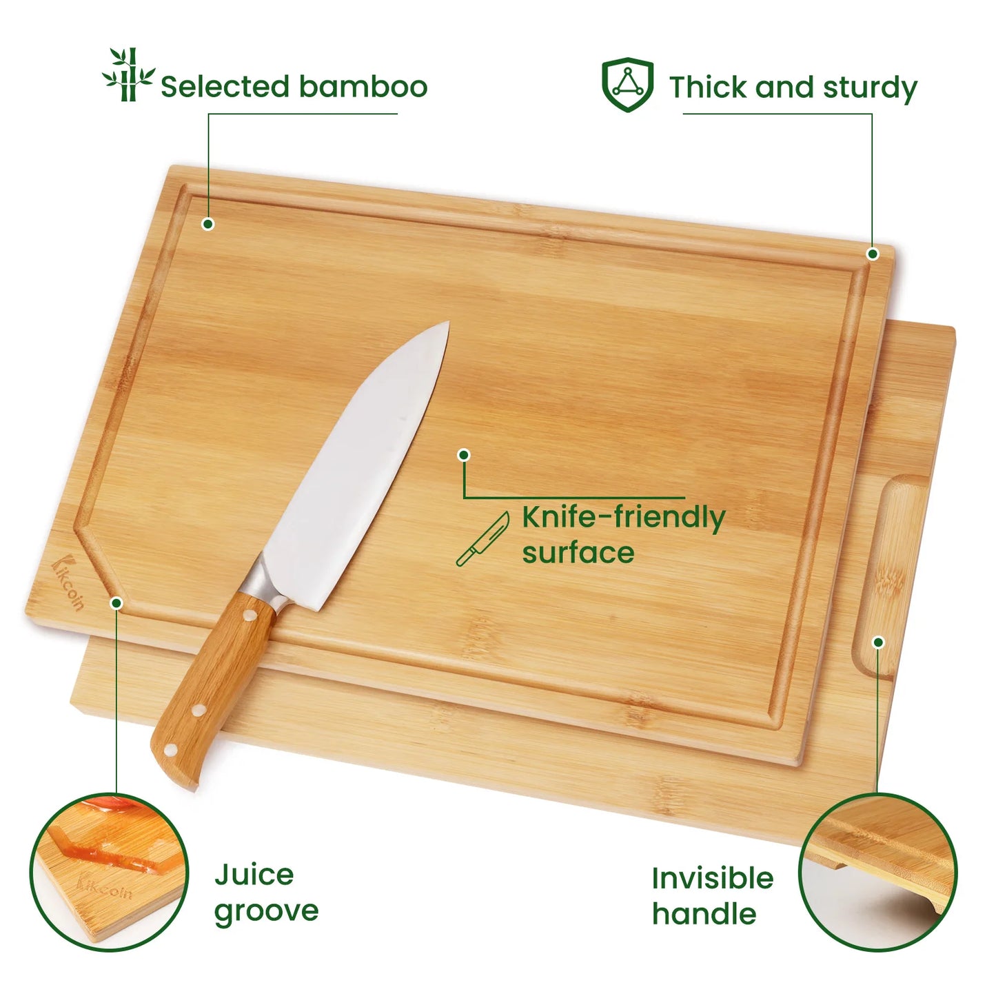 4-piece Premium Bamboo Cutting Board Set