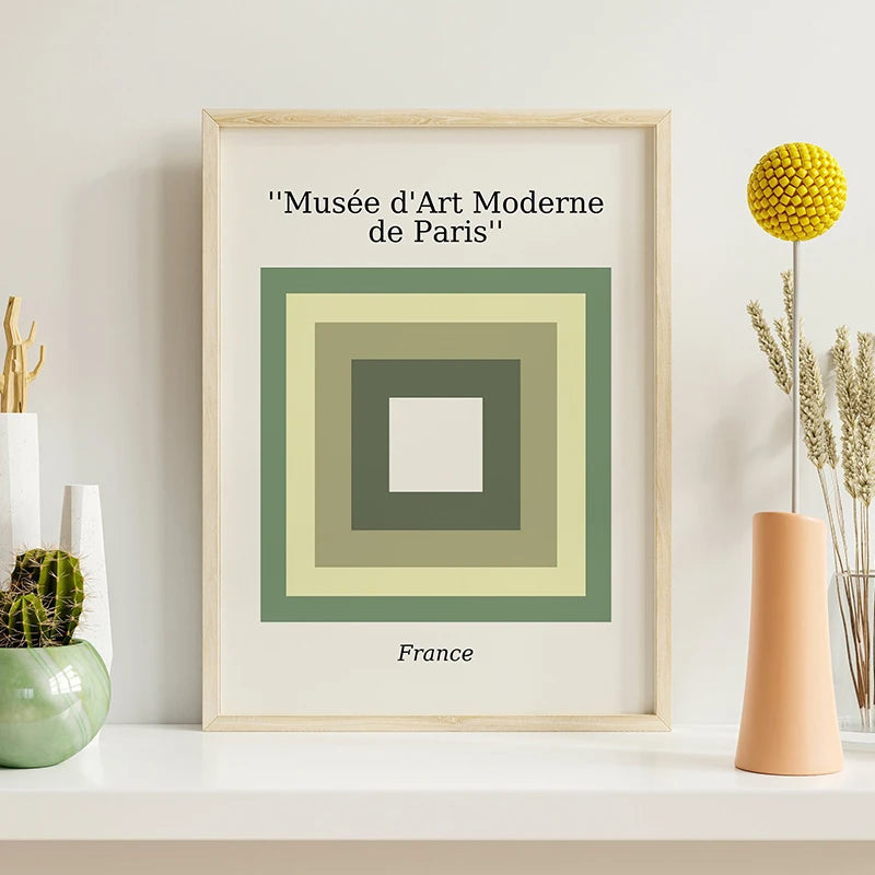 Set of 6 Green William Morris Matisse Exhibition Canvas