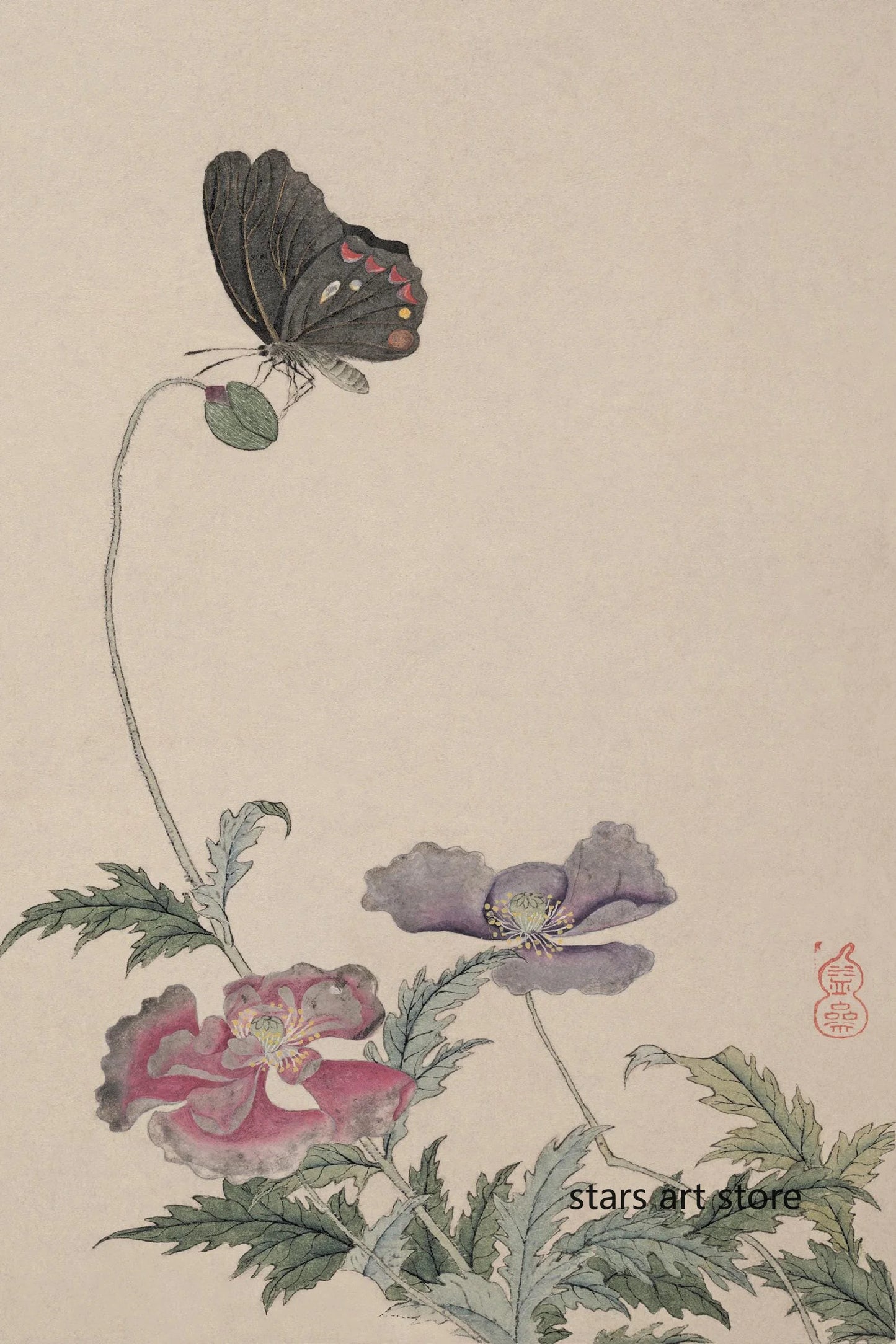 Grasshopper Botanical Canvas Print