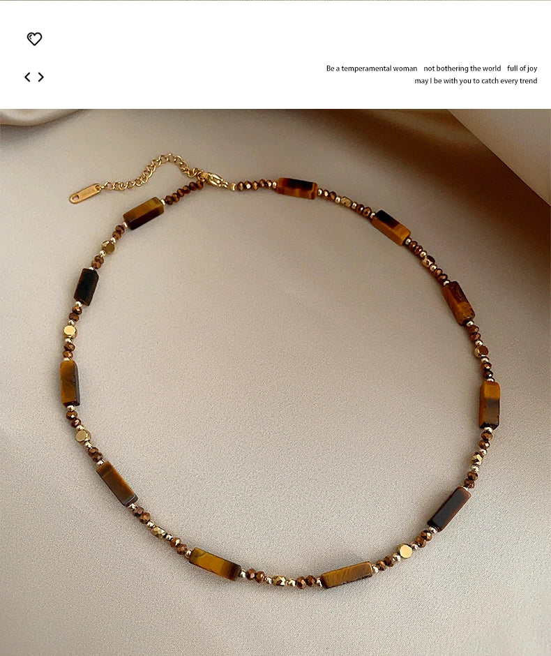 Tiger Eye Stone Pendant Necklace