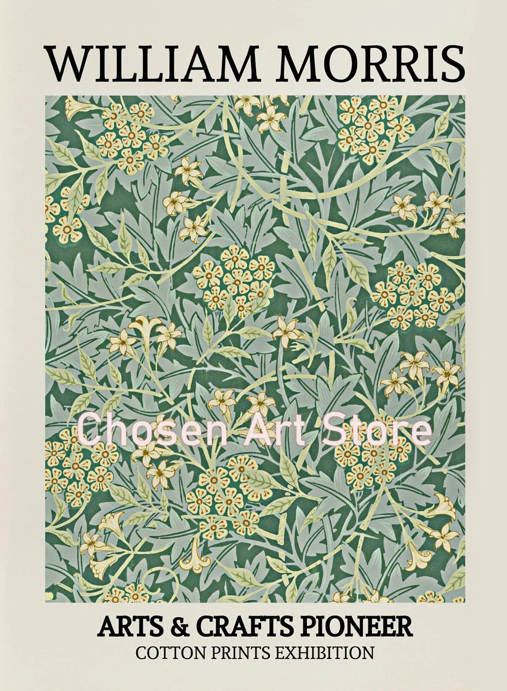 Set of 6 Green William Morris Matisse Exhibition Canvas