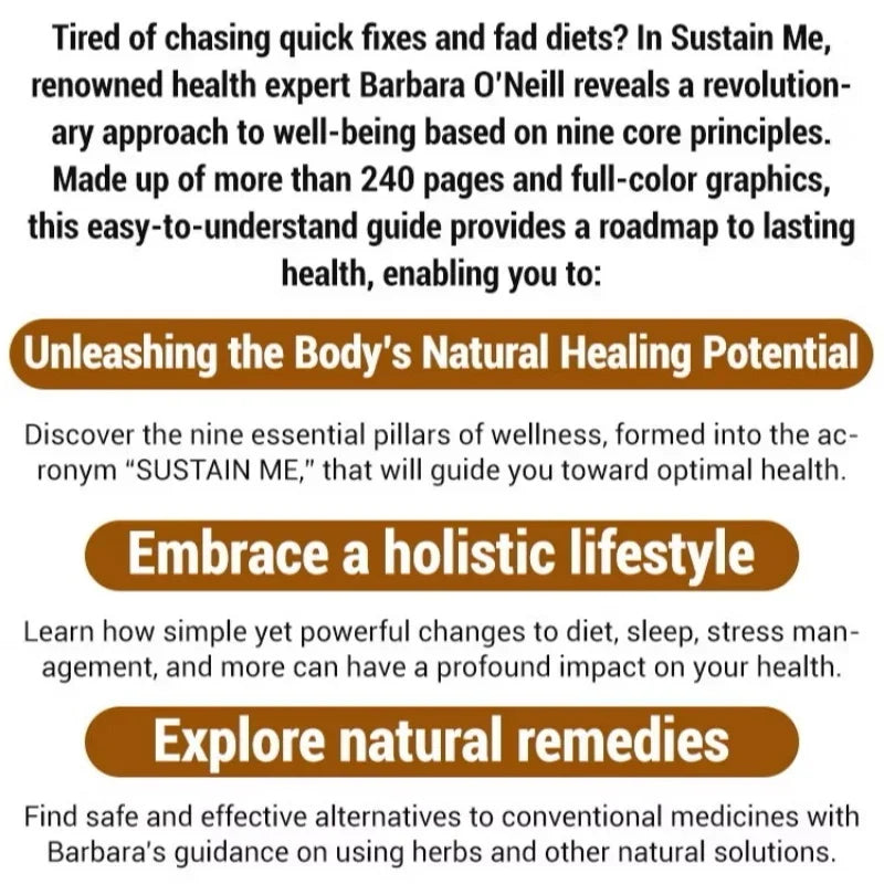 Sustain Me By Barbara O’Neill Book ：A Hand Book Of Natural Remedies The 9 Foundational Pillars For Health