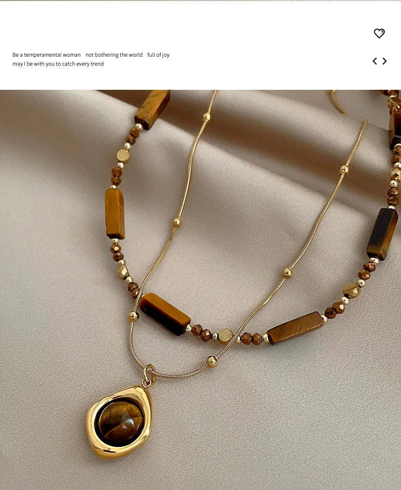 Tiger Eye Stone Pendant Necklace