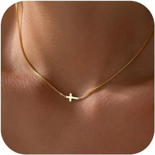 Plated Small Cross Pendant Choker