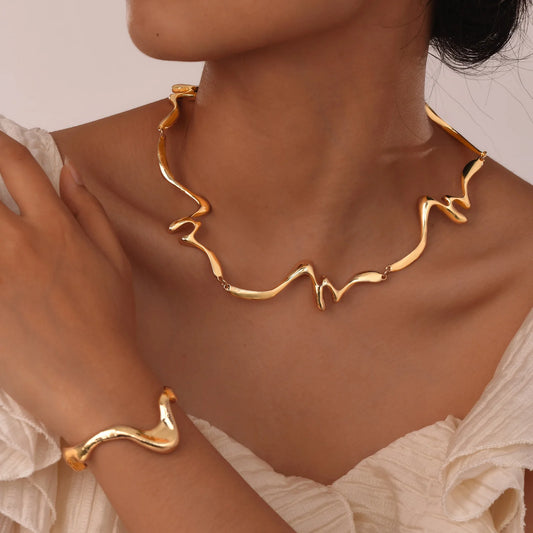 Wave Open Cuff Bangles or Necklace