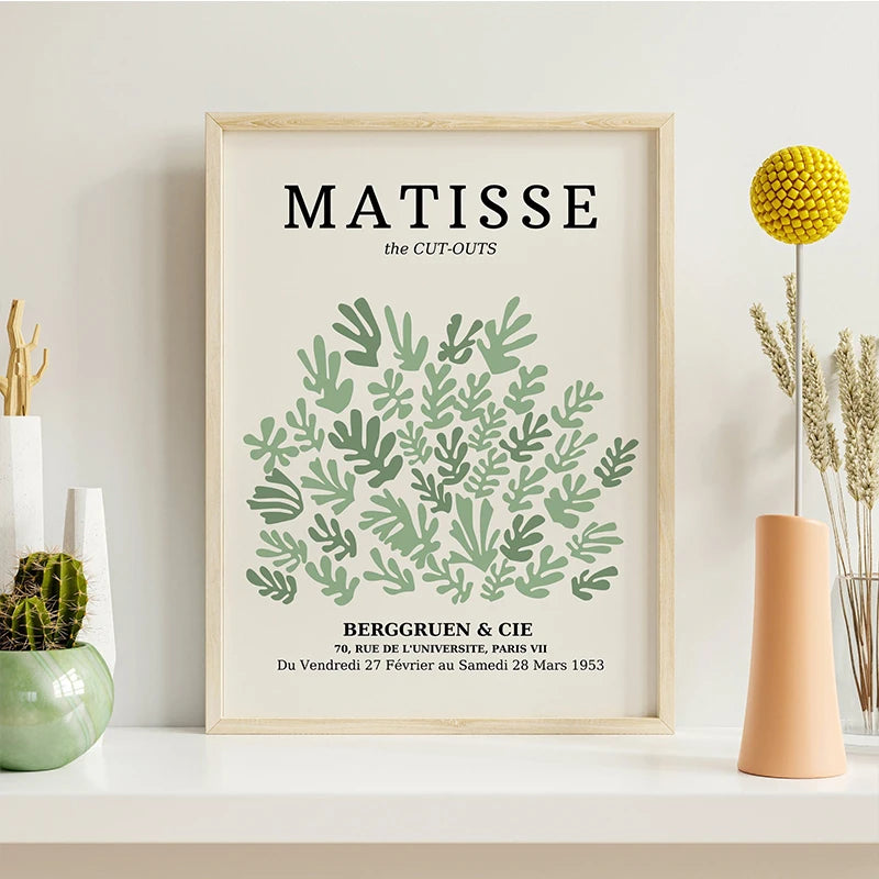 Set of 6 Green William Morris Matisse Exhibition Canvas
