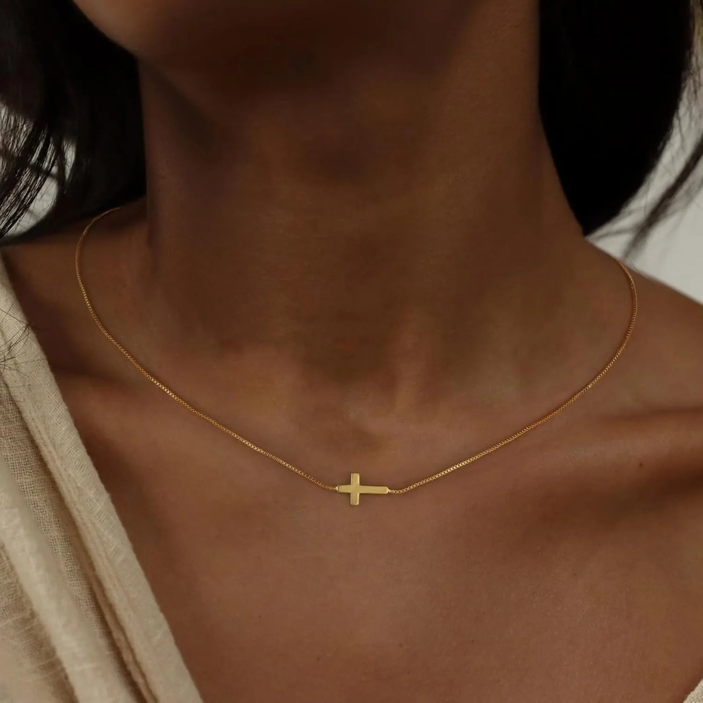 Plated Small Cross Pendant Choker