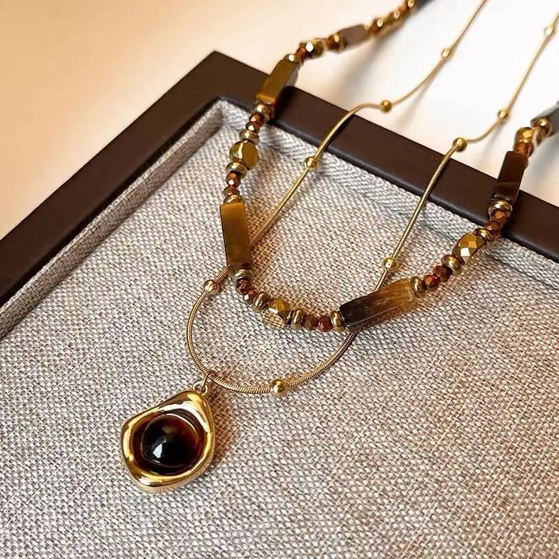 Tiger Eye Stone Pendant Necklace