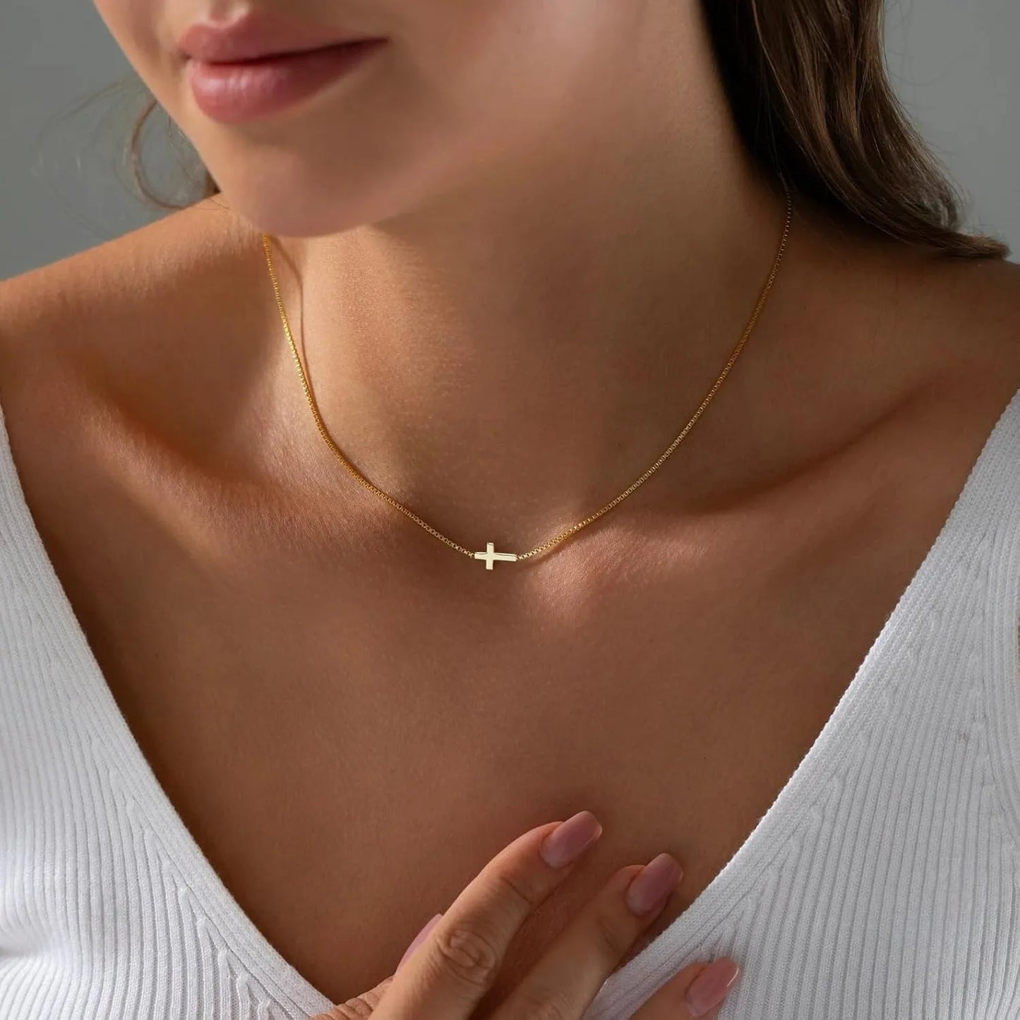 Plated Small Cross Pendant Choker