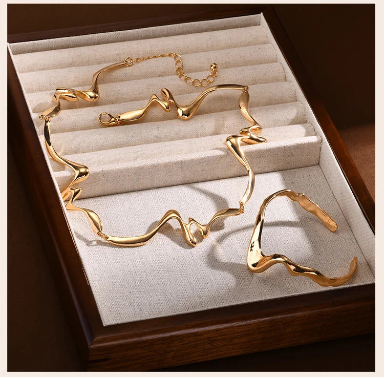 Wave Open Cuff Bangles or Necklace