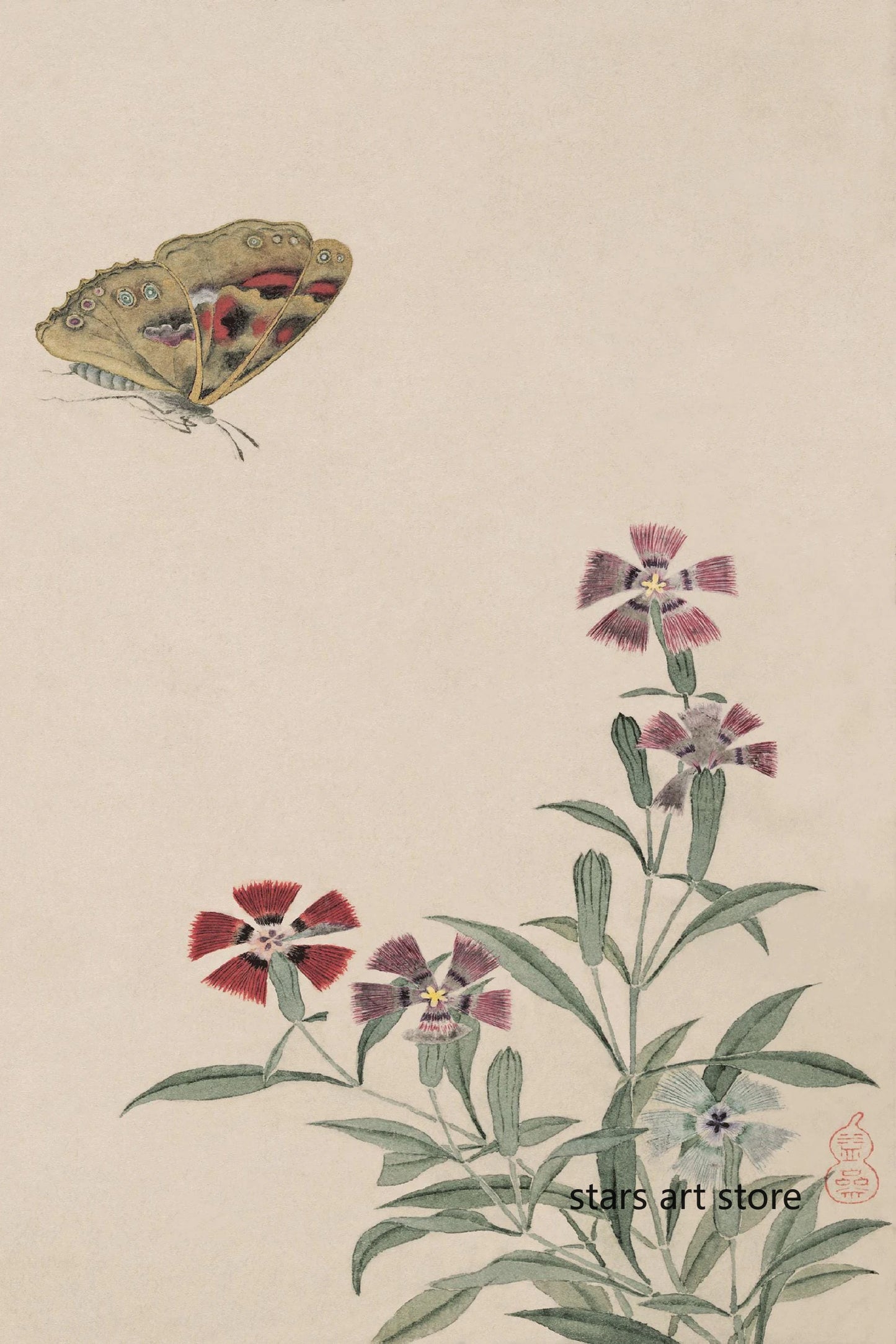 Grasshopper Botanical Canvas Print