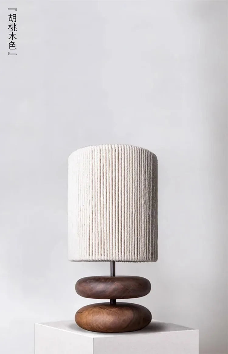 Japanese Style Creative Bedside Table Lamp Walnut Wood Color for Bedroom Designer Solid Wood Living Room Study Retro Table Lamp