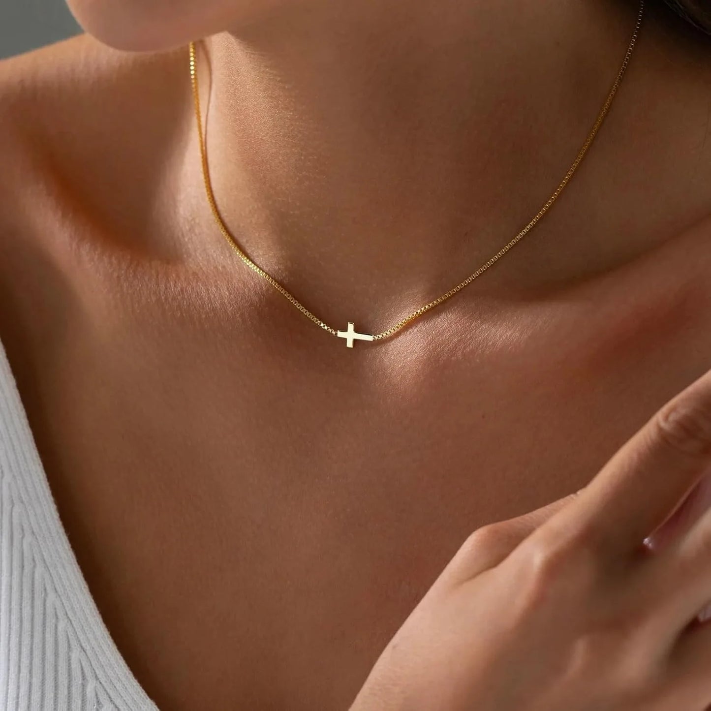 Plated Small Cross Pendant Choker
