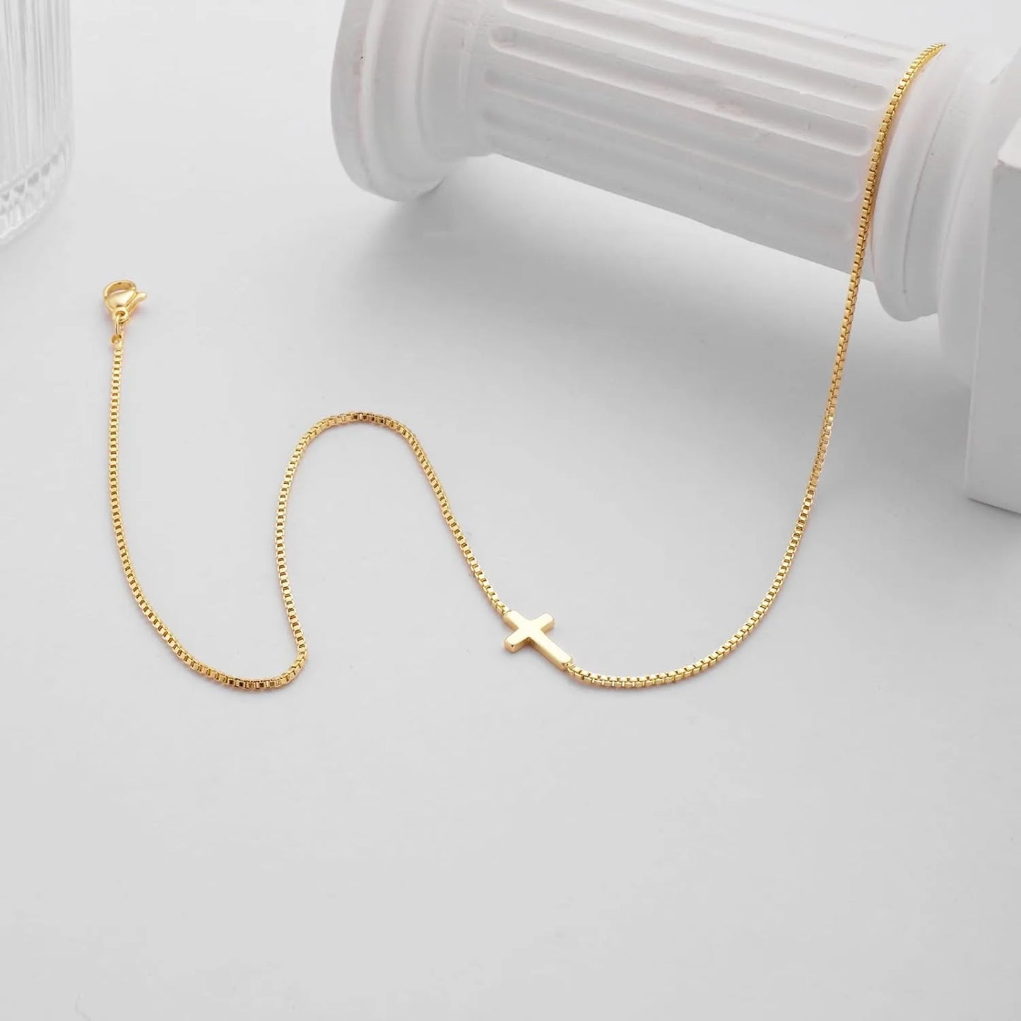Plated Small Cross Pendant Choker